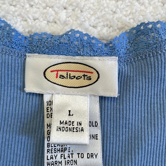TALBOTS 100% COTTON TANK TOP/ CAMI WITH LACE DECORATIVE NECKLINE AND SLEEVE - Picture 4 of 9